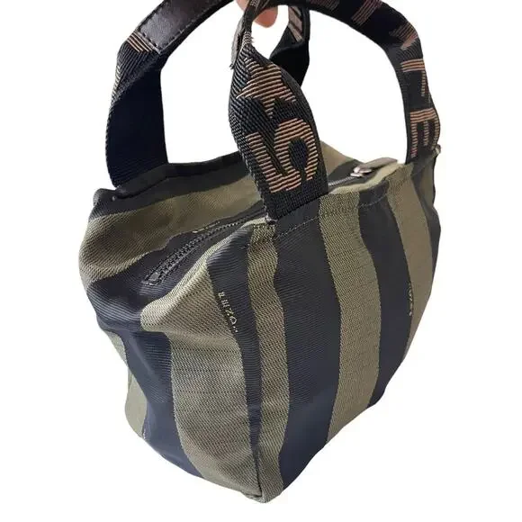 Fendi Roma Pequin Striped Brown Canvas Mini Bag - Picture 5 of 10